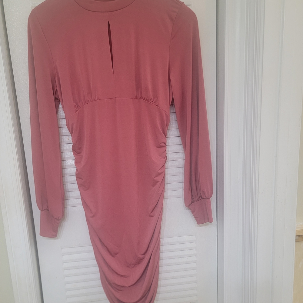 Elegant Pink Long Sleeve Dress